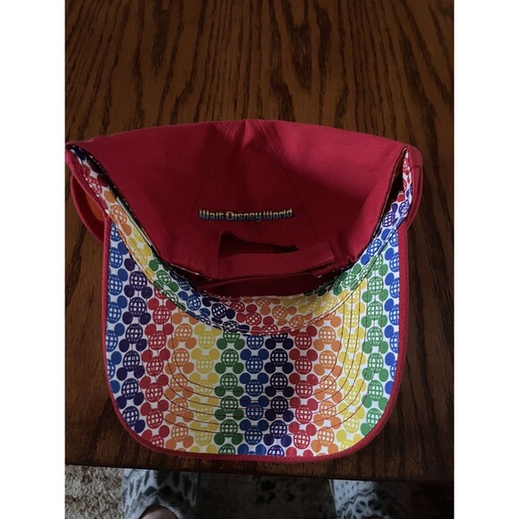 Walt Disney World Parks Rainbow Mickey Ears Baseball Red Cap Hat Adult Pride - Picture 3 of 6